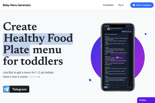 image of Baby Menu Generator bot