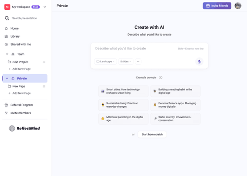 ReflectMind - AI-Powered Presentation & Visual Content Platform