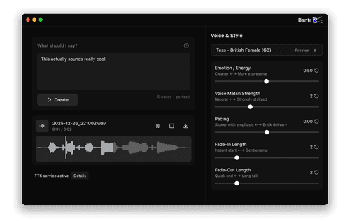 Bantr: Offline & Unlimited TTS for Mac