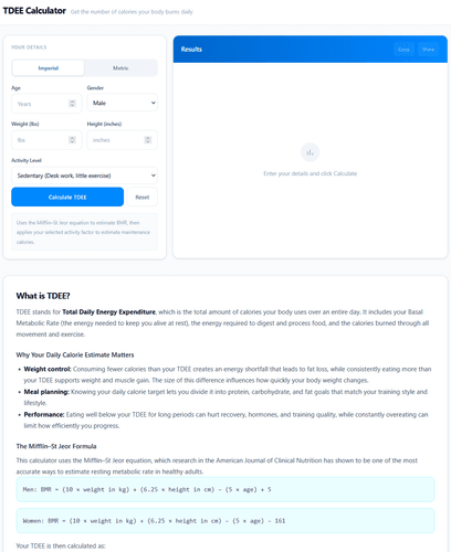 image of TDEE Calculator