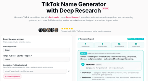 TikTok Name Generator Agent